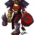 A portrait of my World of Warcraft tauren, in a hodge-podge of unimpressive mis-matching armor